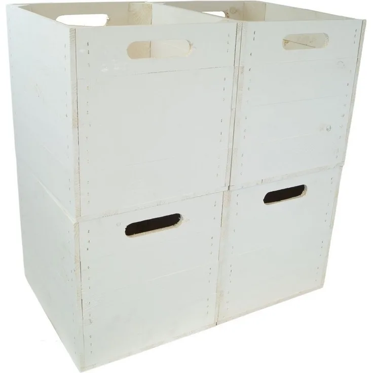 Kistenkolli Altes Land Allzweckkiste 4 Stück Regalkiste weiß passend für Ikea Kallax und Expeditregale (Spar-Set)
