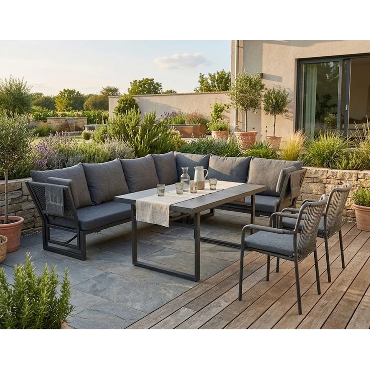 Gardissimo SAN REMO XL Ecklounge Gartenmöbel Sitzgruppe Sintered-Stone anthrazit – Bild 1