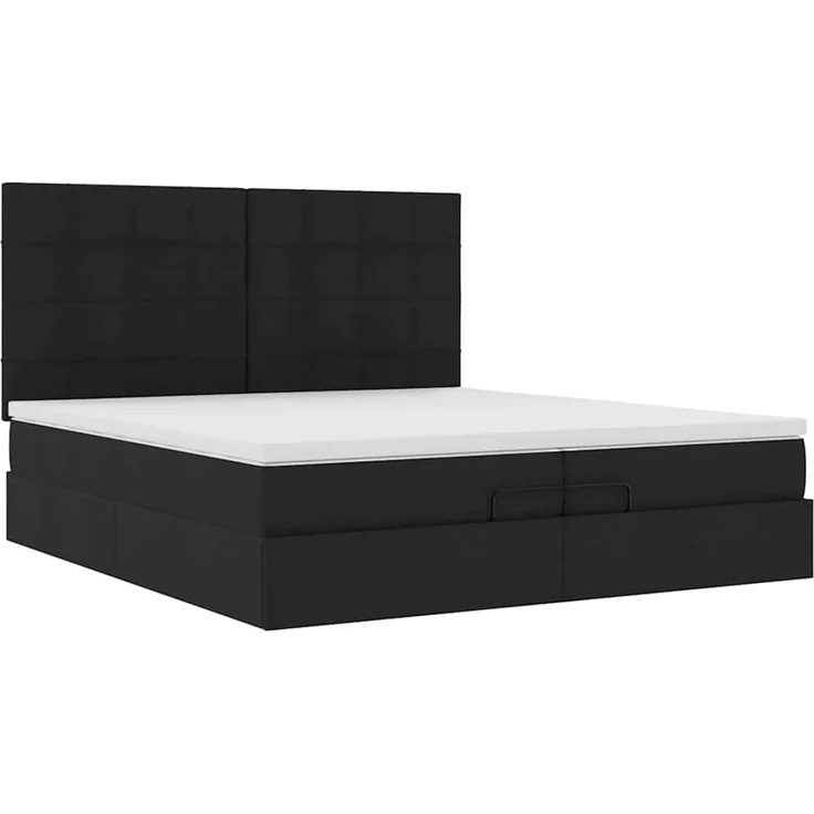 vidaXL Ottoman-Bett mit Matratzen Schwarz 200x200 cm Stoff 3313184 – Bild 4