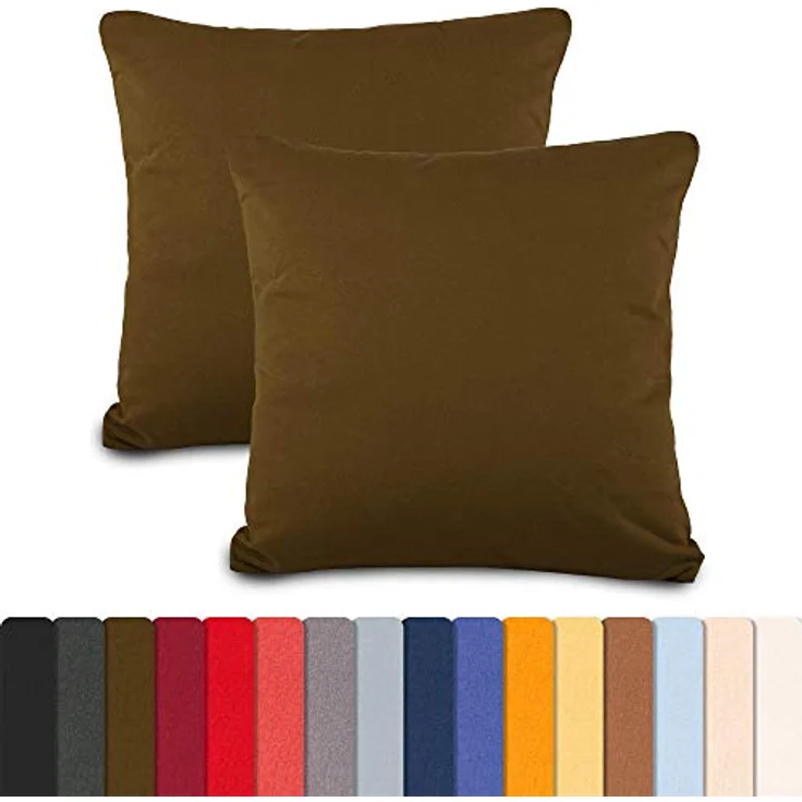 aqua-textil Classic Line Baumwoll Kissenbezug 2er-Set 40x90 Dunkelbraun Kissen Bezug Reißverschluss Jersey Kissenhülle – Bild 3