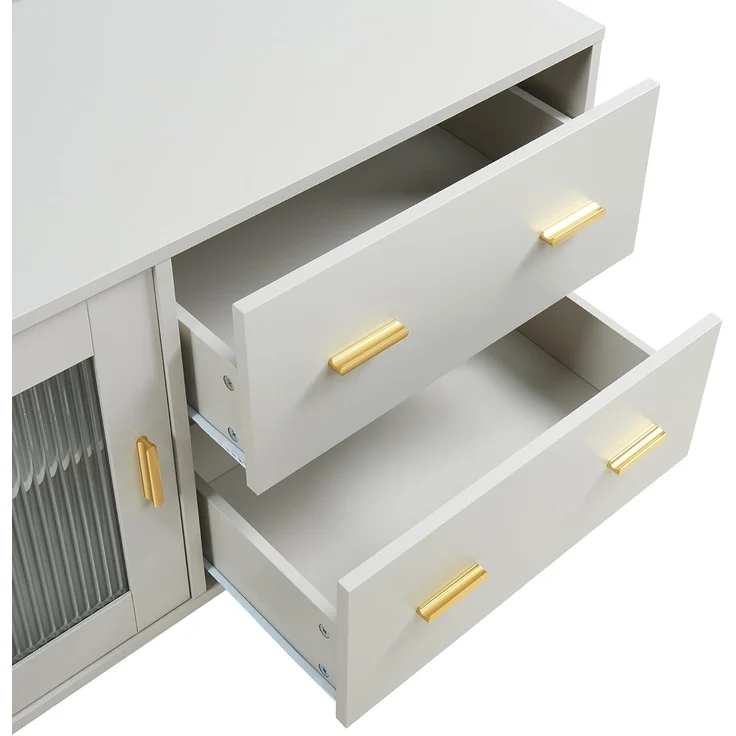 Fernsehschrank Susa mit Glas-Front 160x40x65 cm Beige [en. casa] – Bild 7