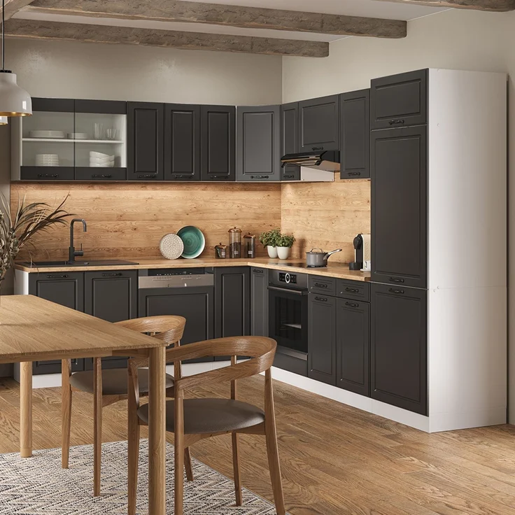 Eck-Küchenschrank für Dachschrägen R-Line Anthrazit Landhaus 75.6 cm mit 1 Tür Vicco – Bild 3
