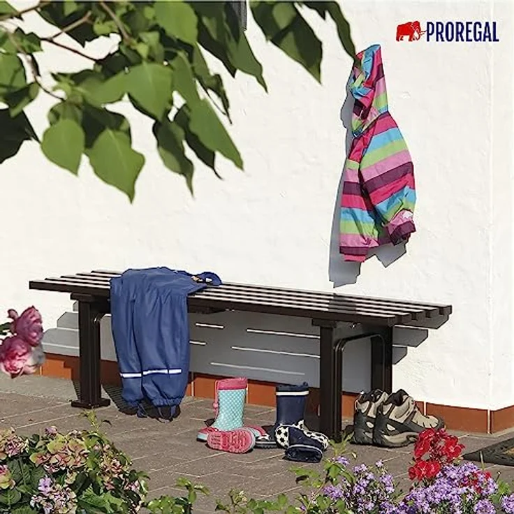 PROREGAL Gartenbank Kuba 4 Sitzer, witterungsbeständiger Kunststoff, blau, HxBxT 42 x 200 x 37 cm – Bild 2