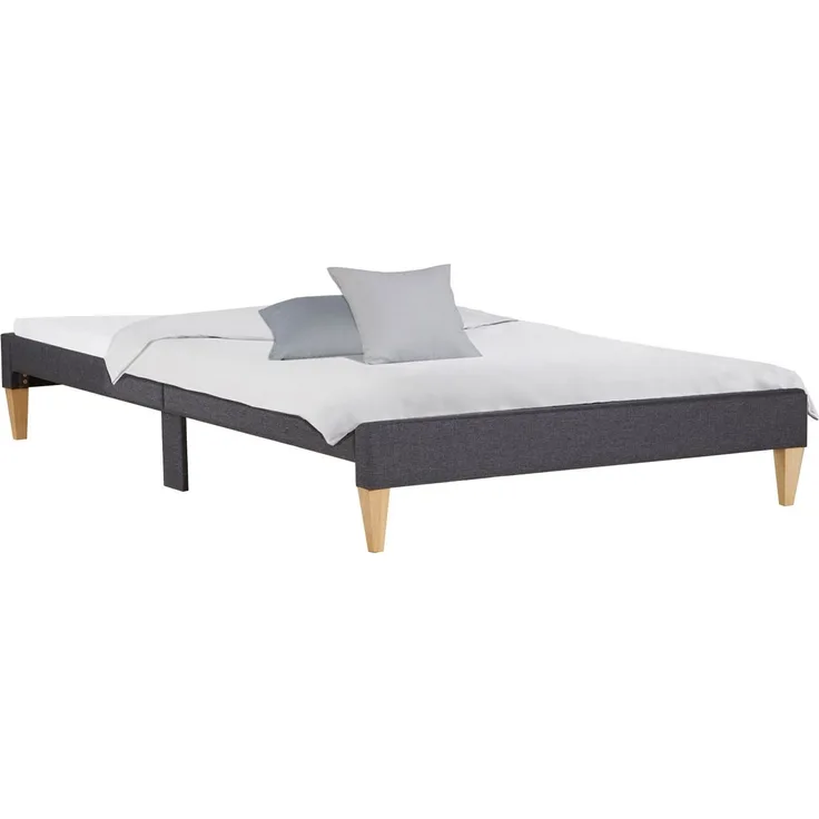 Polsterbett 140x200 cm Grau Doppelbett Futonbett Bett Bettgestell Lattenrost Jugendbett Gästebett