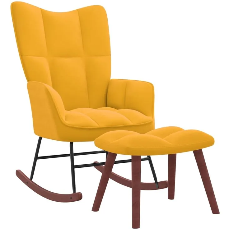 vidaXL Schaukelstuhl mit Hocker Senfgelb Samt 328157