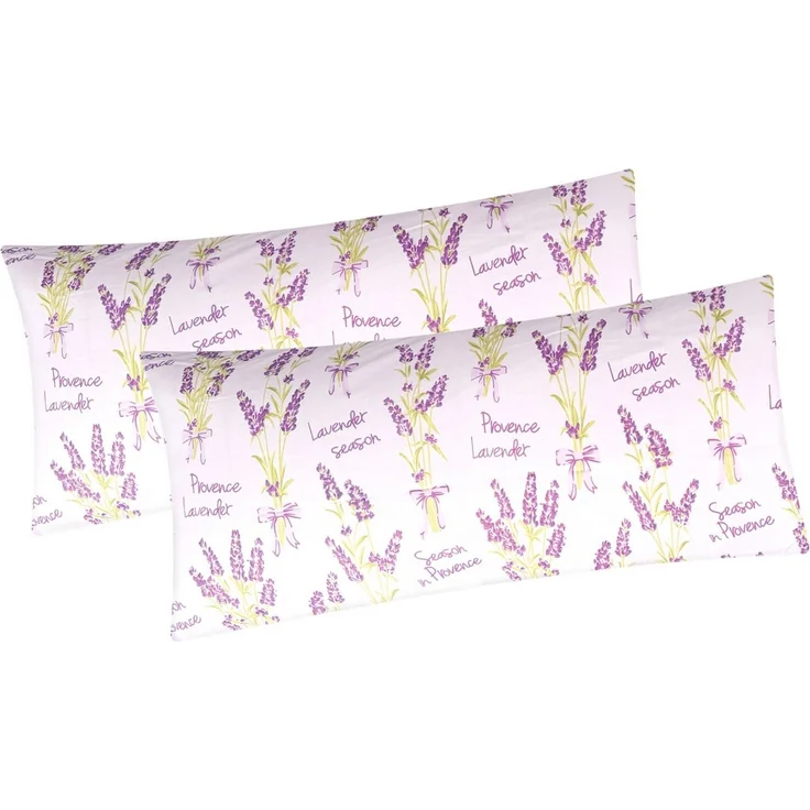 Heubergshop Kissenbezug, (2 Stück), 2er Set 40x80cm Blumen Geblümt Baumwolle (KY-Lavendel-mit-Text-40x80)