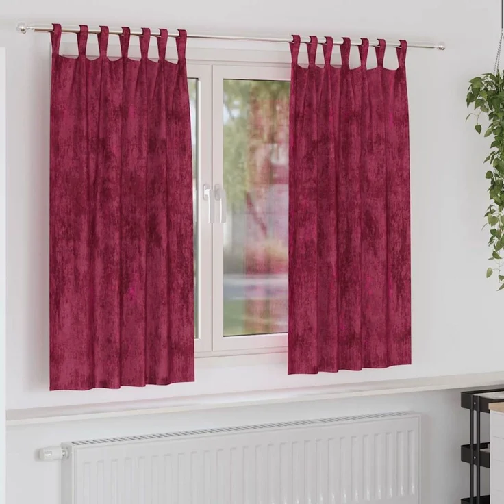 vidaXL Samtvorhänge 2 stk. Weinrot 175 x 140 cm Samt 4107714 – Bild 1