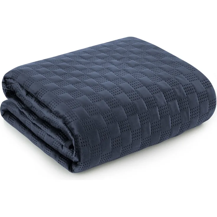 Tagesdecke Velours Samtdecke Gesteppt Steppdecke Klassische Decke SOFIA 4 marine 220x240 cm blau