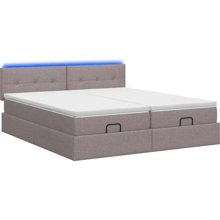vidaXL Ottoman-Bett mit Matratze und LED Taupe 200 x 200 cm Stoff 3457284 – Bild 9