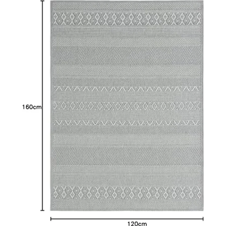 the carpet Calgary - robuster Teppich, Flachgewebe, modernes Design, ideal für Küche und Esszimmer, Vintage-Optik, Boho-Style, besonders flach, auch für den Außenbereich, Grau-Uni, 120x160 cm – Bild 3