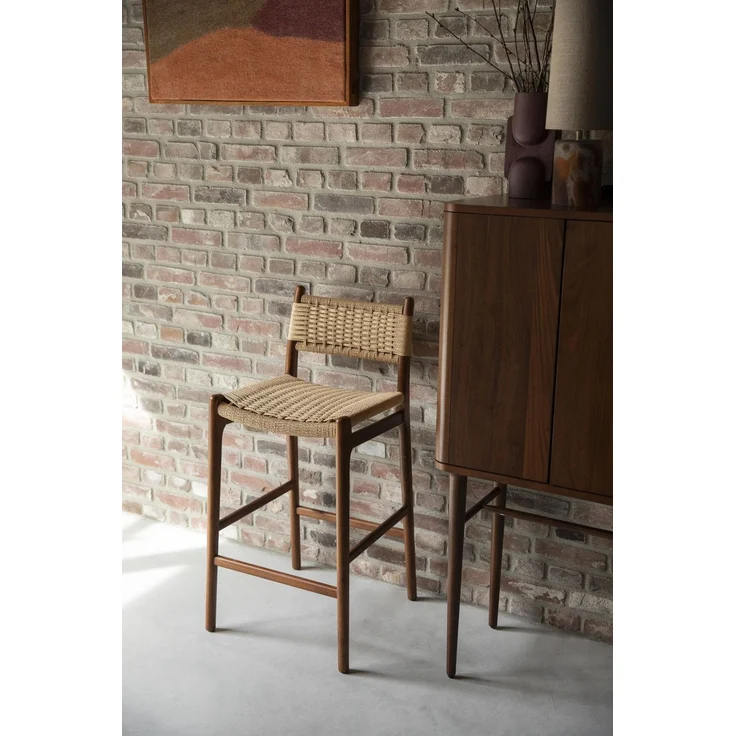 Barhocker Cecile Walnut: Retro-Design aus Holz & Seilgeflecht – Bild 2