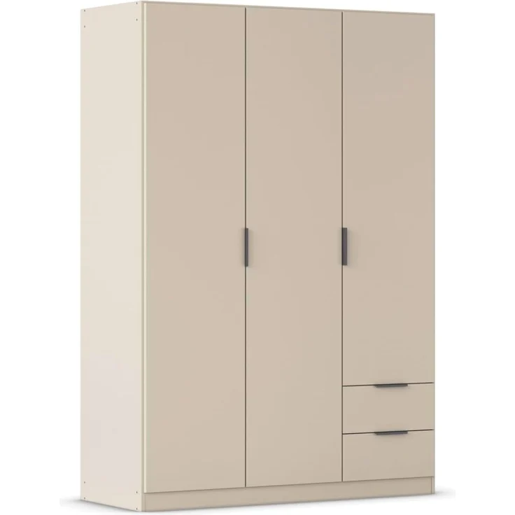 Rauch Möbel Lagoa, Kleiderschrank, Garderobe für Schlafzimmer, Kinderzimmer, Jugendzimmer 3-türig, 2 Schubladen, mit Zubehör Classic, Farbe Beige, Breite 136 – Bild 1