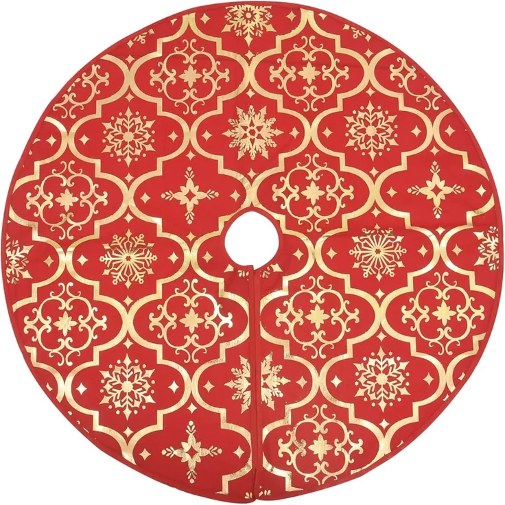 vidaXL Luxus Weihnachtsbaumrock mit Socke Rot 150 cm Stoff 330277 – Bild 3