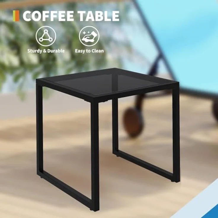 GarveeHome 3-Teiliges Terrassen-Lounge-Set Mit 2 Textilene-Liegen Und 1 Couchtisch, Loungesessel Mit Verstellbarer Rückenlehne Und Rollen, Für Poolbereich Und Terrasse – Bild 8