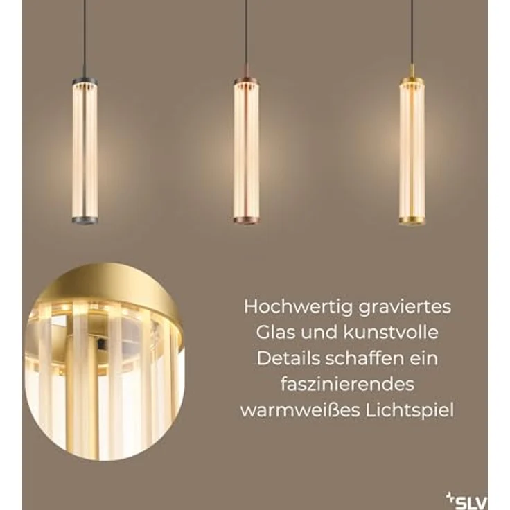 SLV QUIMERA Pendelleuchte, 150 cm, 2700K, PHASE, gebürstet messing, hochwertige PVD-Beschichtung – Bild 4