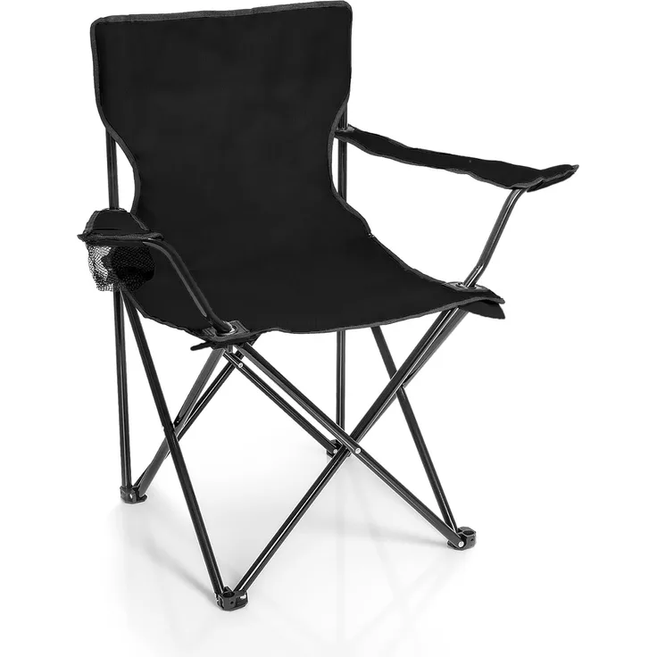 BigDean Campingstuhl Faltstuhl Campingstuhl Anglerstuhl Getränkehalter Klappstuhl (Packung, 1 St), Schwarz, Klappbar, Getränkehalter, Tragetasche