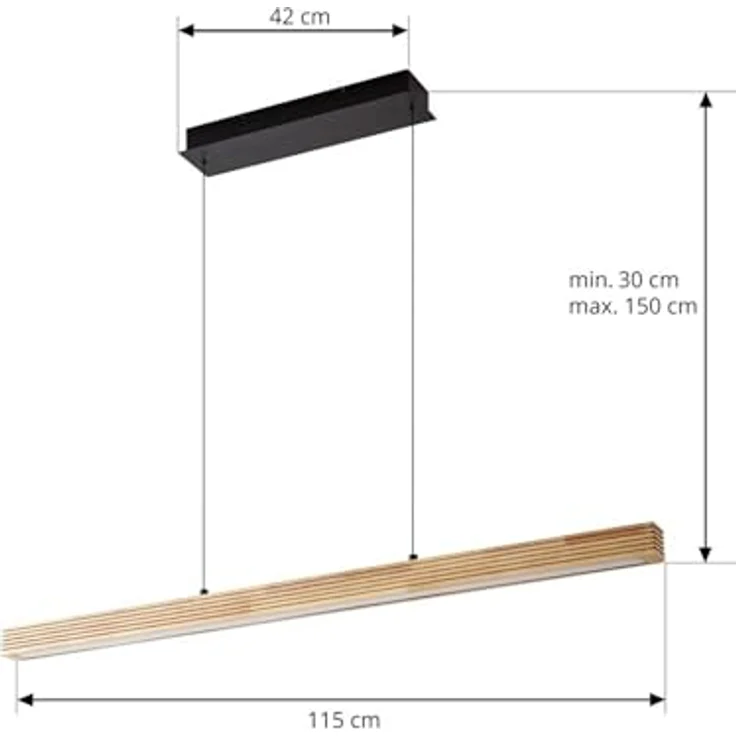 Lucande LED Pendelleuchte Emara, dimmbar, aus Holz, 1-flammig, moderne Hängeleuchte für Esszimmer und Wohnzimmer – Bild 5