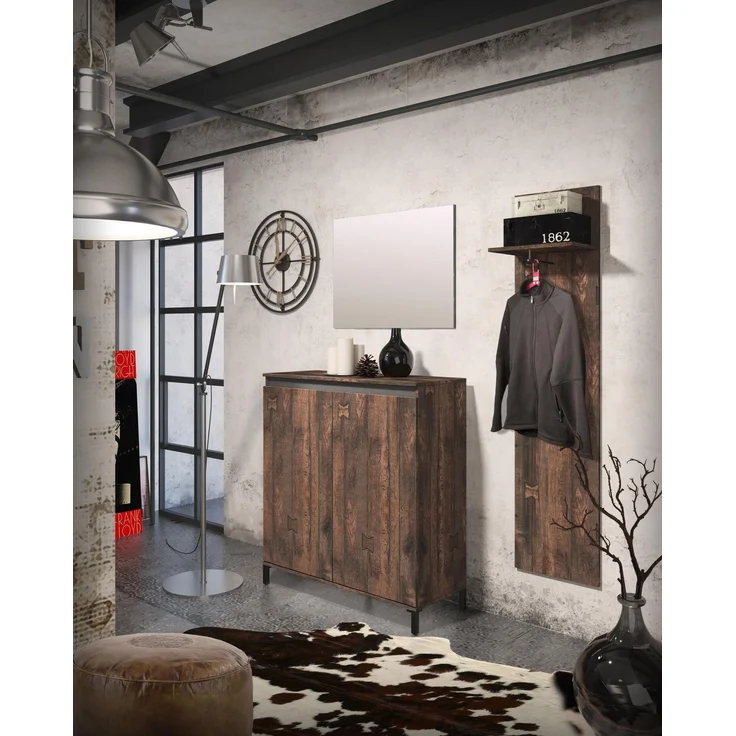 Garderobenpaneel >GENIO industrial< in Eiche, Holzwerkstoff - 40x170x26 (BxHxT) – Bild 9
