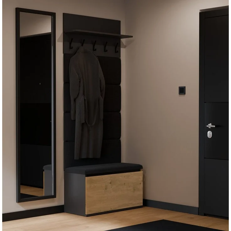 ibonto Garderobenschrank Garderoben-Set Flurgarderobe mit Schuhschrank, gepolsterter Sitzbank – Bild 3