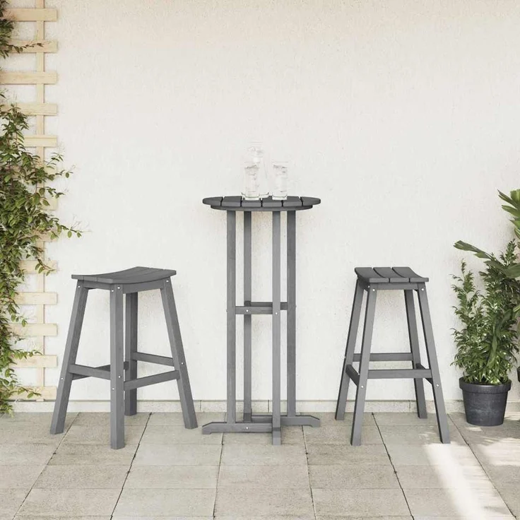vidaXL Garten Bar Set 3 pcs Hellgrau HDPE 3335803 – Bild 3