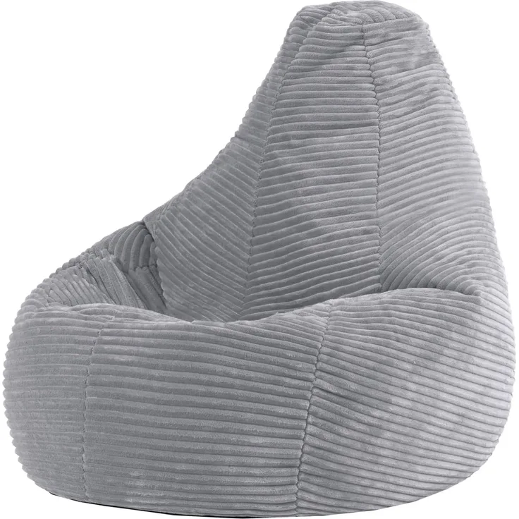 Icon Sitzsack-Sessel Flauschig „Dalton“ für Kinder, Grau, Cord, Kindersitzsack, Groß, Sitzsack Kinder mit Füllung