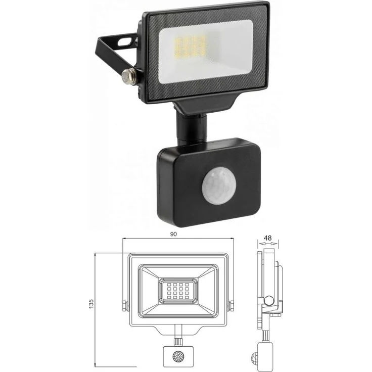 10w LED Strahler Flut Licht für den Außenbereich IP65 mit Bewegungsmelder in schwarz Eckig|Neutralweiß – Bild 2