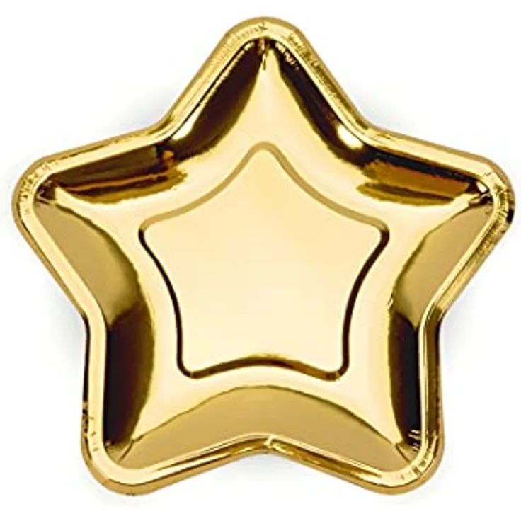 partydeco Pappteller, Pappteller in Stern Form 18cm gold 6er Set