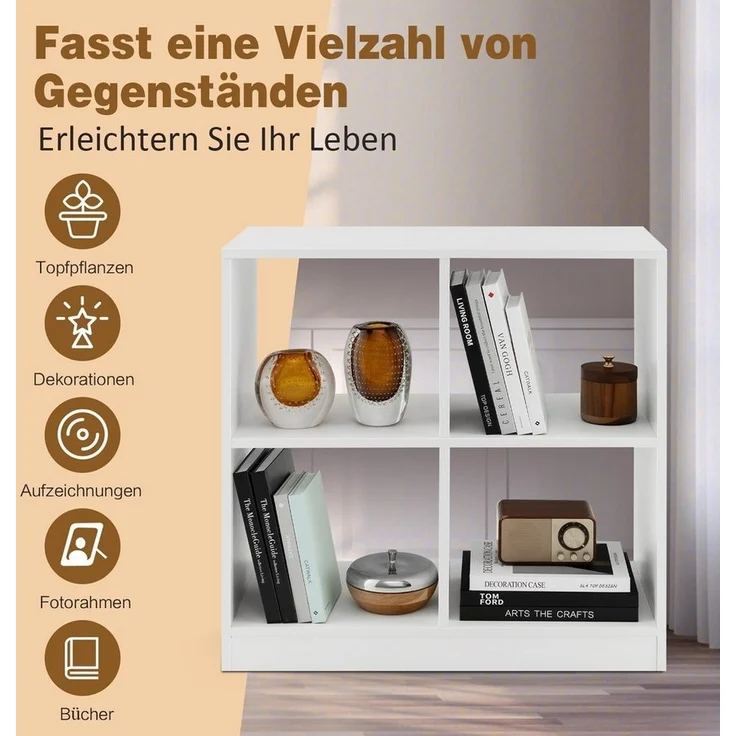 COSTWAY Bücherregal, mit 4 Fächern, 73 x 33 x 73 cm – Bild 3