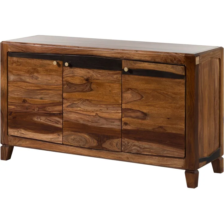 Sideboard Sheesham 140 x 45 x 80 dunkelbraun lackiert ANCONA #221