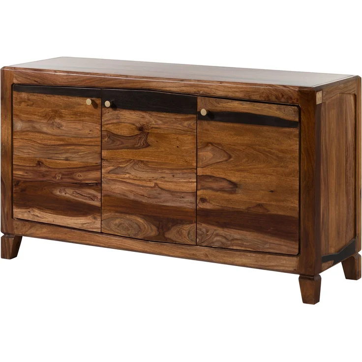 Sideboard Sheesham 140 x 45 x 80 dunkelbraun lackiert ANCONA #221 – Bild 1