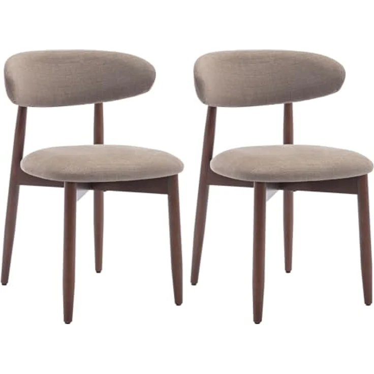 COLAMY Esszimmerstühle 2er Set, Polsternder Stühle Esszimmer mit Rückenlehne, Moderne Küchenstühle Gepolstert, Stoff Dining Chairs mit Back und Holzbeinen für Esszimmer, Küche, Restaurant, Kamel – Bild 2