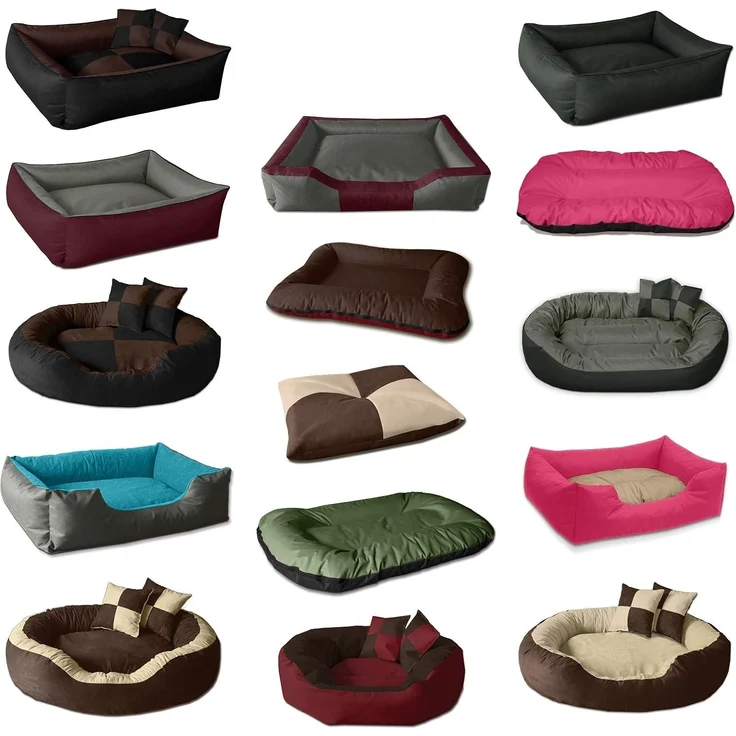 BedDog Hundebett LUPI, Hundesofa aus Cordura, Microfaser-Velours, waschbares Hundebett mit Rand, Hundekissen vier-eckig (S) ca. 55x40x17cm, MYSTIC (braun/grün) – Bild 6