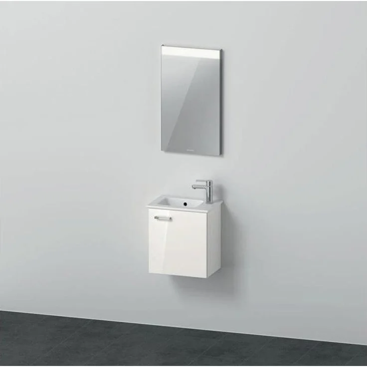 Duravit XBASE 430 Badmöbel-Set mit LED-Spiegel, einflammigem Türanschlag rechts, weiß hochglanz