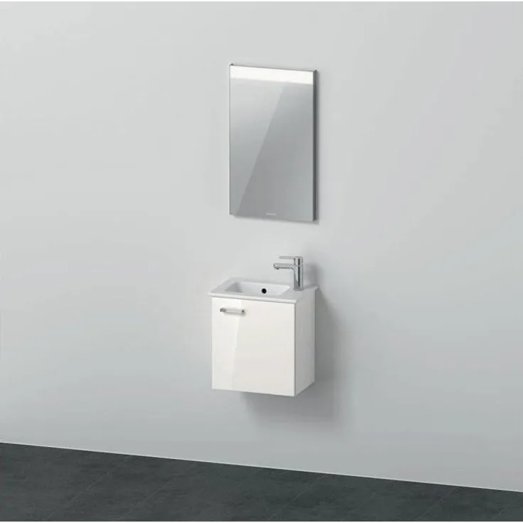 Duravit XBASE 430 Badmöbel-Set mit LED-Spiegel, einflammigem Türanschlag rechts, weiß hochglanz