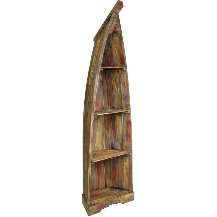 Oriental Galerie Standregal Boot Regal Groß mit Steg ca. 200 cm Multicolor, Bootsregal, Badregal, Holzregal, Badezimmerregal – Bild 1