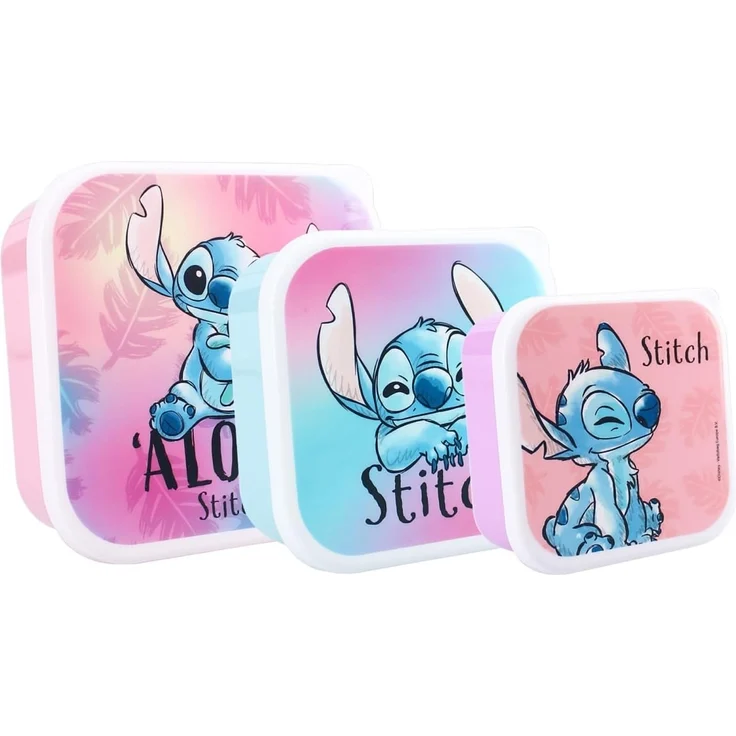 Disney Stitch Brotdose Snackbox 3-in-1 Set mit stapelbaren Behältern – Bild 1