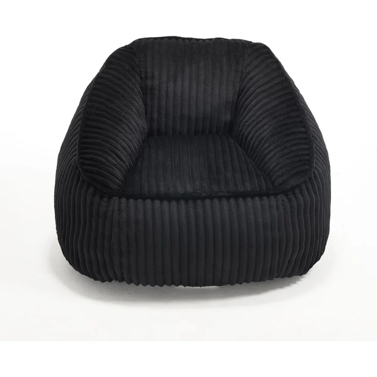 Bean Bag Stuhl mit Memory-Schaumstofffüllung, gestreifter Blasen-Plüsch, flauschig, gemütlich, gemütlicher Sofa für Wohnzimmer, Wohnungen und Schlafsäle--Schwarz--98x92x73cm--YOUDENOVA – Bild 6