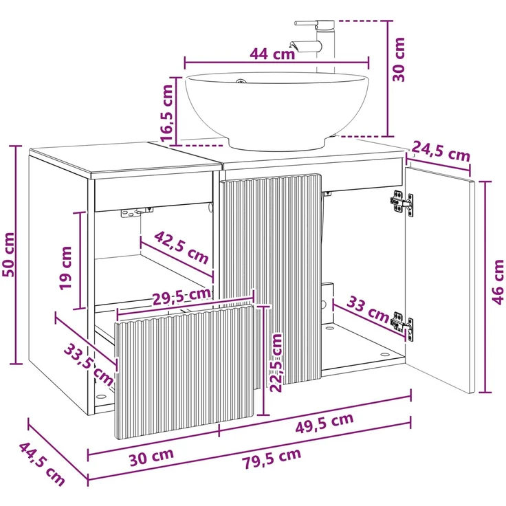 vidaXL Badezimmerschrank-Set 2 stk. Artisan-Eiche 79,5 x 44,5 x 80 cm 3404093 – Bild 11