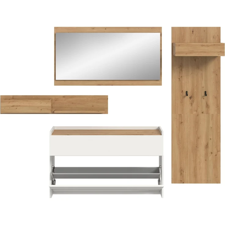Garderoben-Set >Drive< in Weiß - 192x205x32cm (BxHxT) – Bild 3