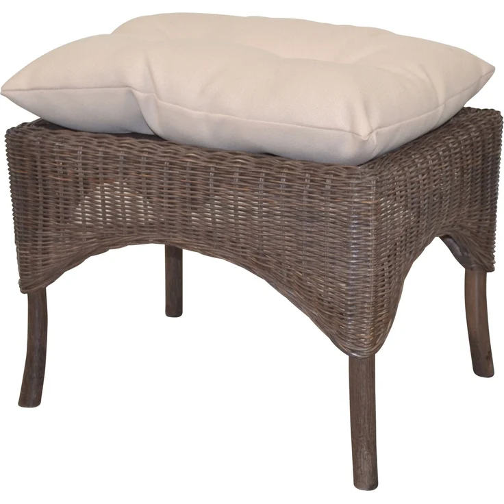 Rattanhocker, handgeflochten, mit Kissenauflage, braun – Bild 1