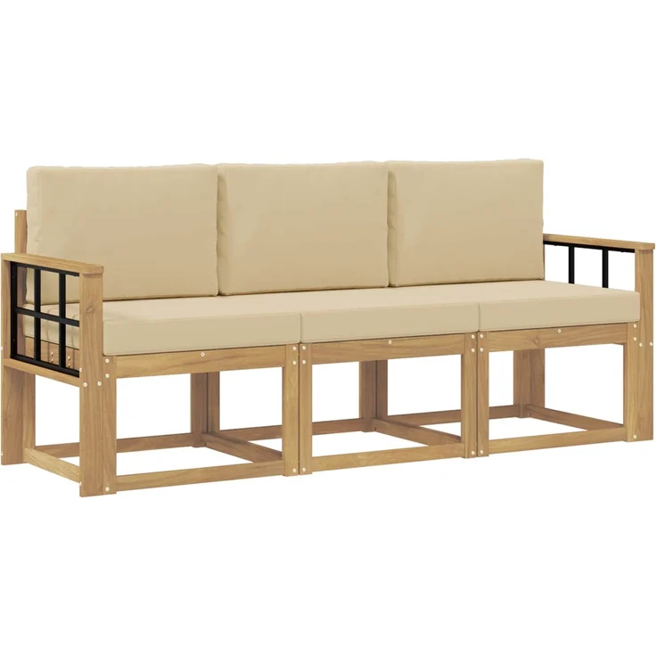 vidaXL Outdoor-Sofagarnitur 3 stk. White and Beige 189.5 x 63 x 73 cm 3387187 – Bild 2
