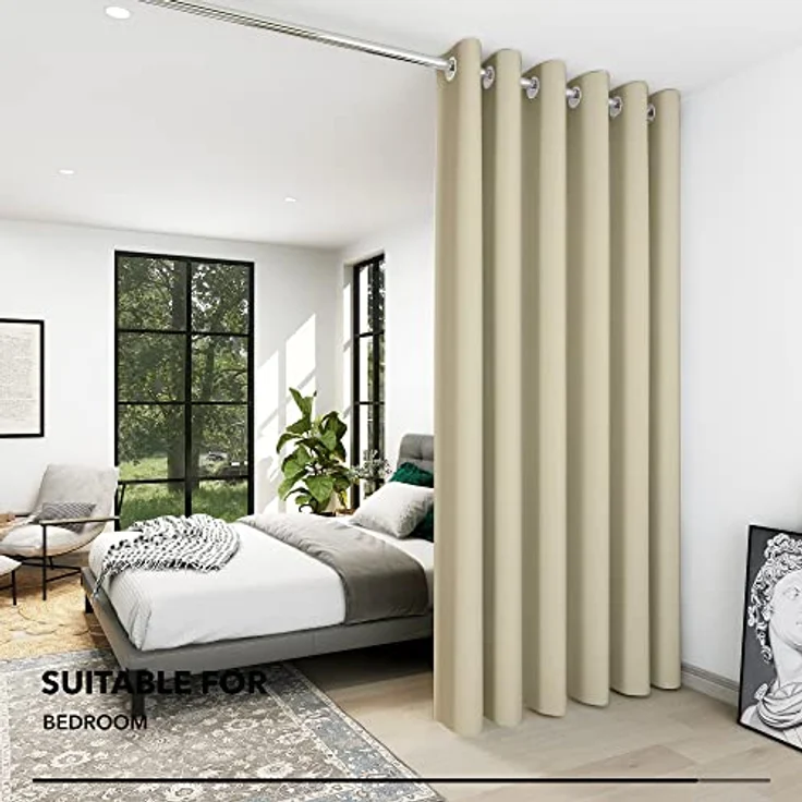 Deconovo Blickdichter Verdunkelungsvorhang Schlafzimmer Thermovorhang Beige | 1 Stück, H290 x B200 cm, Thermo Vorhänge gegen Hitze, Gardinen mit Ösen für Wohnzimmer, Schlafzimmer, Sichtschutz UV-Schutz – Bild 5