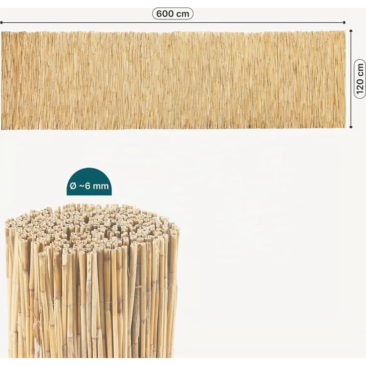 Schilfzaun Abbateggio 120x600 cm [casa. pro] – Bild 3