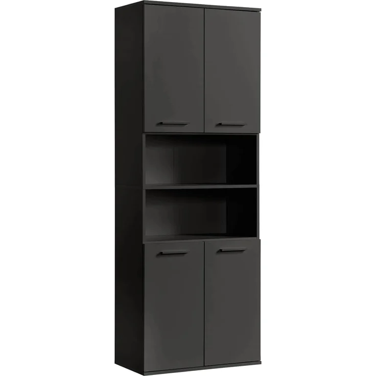 mokebo Hochschrank Der Kapitän (mit 5 Einlegeböden) hoher Badschrank oder Badezimmerschrank Schwarz-Anthrazit – Bild 1