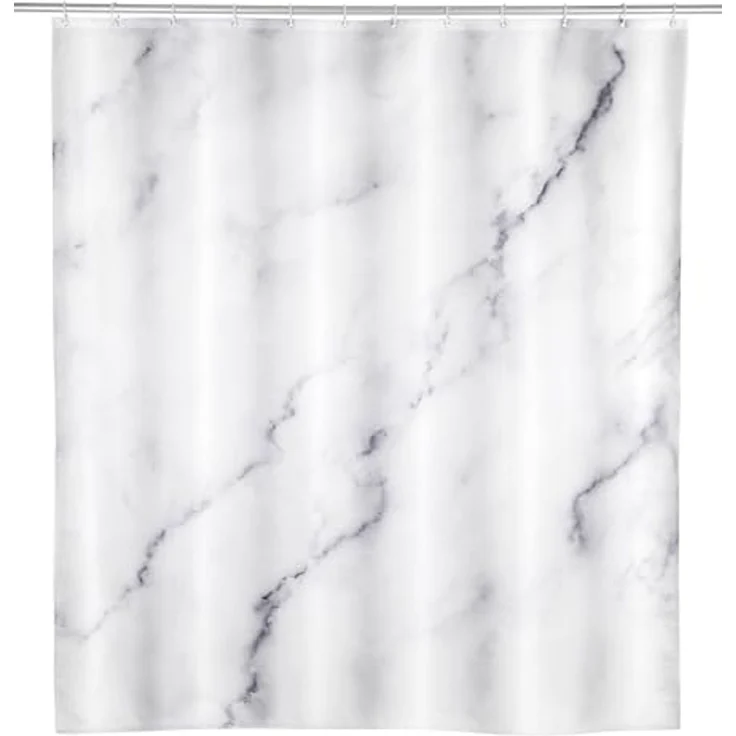 SCHÖNER WOHNEN-Kollektion Duschvorhang »Balatro« Breite 180 cm (Set, 17-tlg), aus recyceltem Polyester, Marmor-Optik, mit 16 Duschvorhangringen – Bild 2