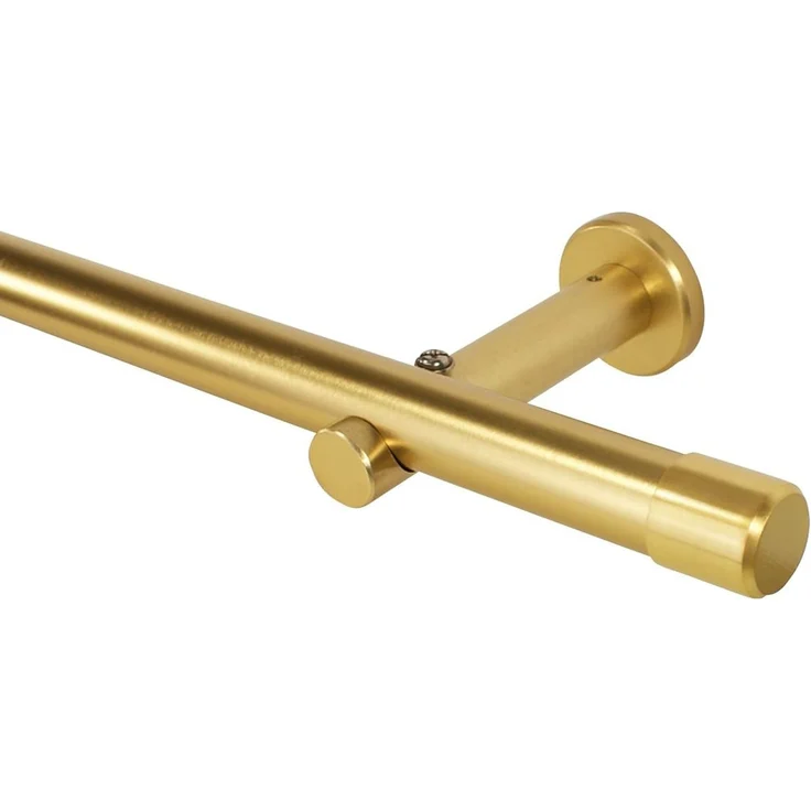 iso-design Gardinenstange Messing Matt 20 mm Endstück Kappe Wand- oder Deckenmontage, Ø 20 mm, 1-läufig, Fixmaß, verschraubt, Aluminium, Mit Metallsäge beliebig kürzbar