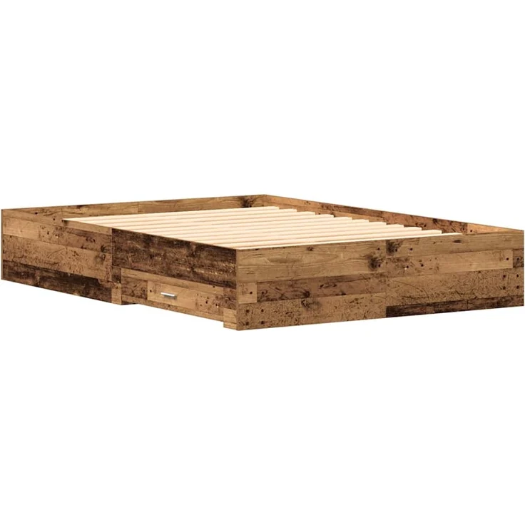 vidaXL Bettrahmen mit Schubladen Altholz 135 x 190 cm Holzwerkstoff 3333975 – Bild 7