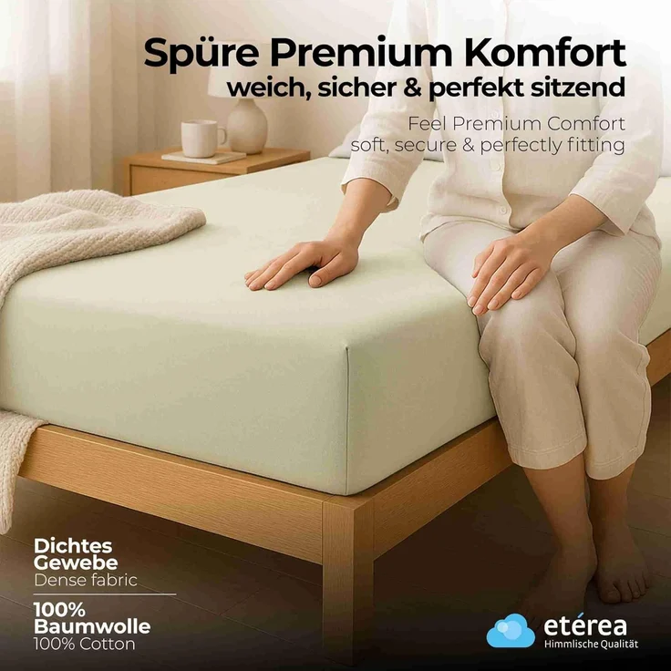etérea Comfort Jersey Spannbettlaken Natur 200x200 cm - 200x220 cm – Bild 2