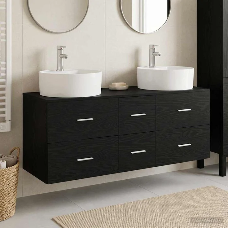 vidaXL Badezimmerschrank-Set 3 stk. Schwarz 129 x 44,5 x 82 cm 3405884 – Bild 1