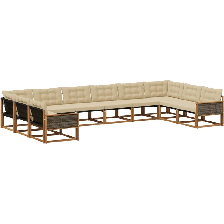 vidaXL Outdoor-Sofagarnitur 10 stk. 10-Sitzer Natur und Beige 3381709 – Bild 2